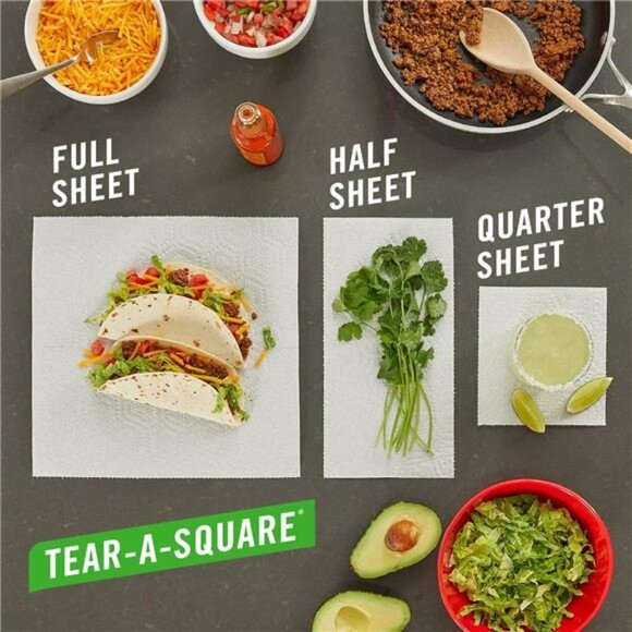 Tear-A-Square Paper Towels, 16 Double Rolls = 32 Regular Rolls, 3 Sheet Sizes - Picture 4 of 7